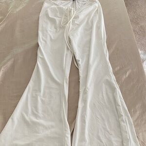 SHEIN White Wide-Leg Lace Up Front Joggers